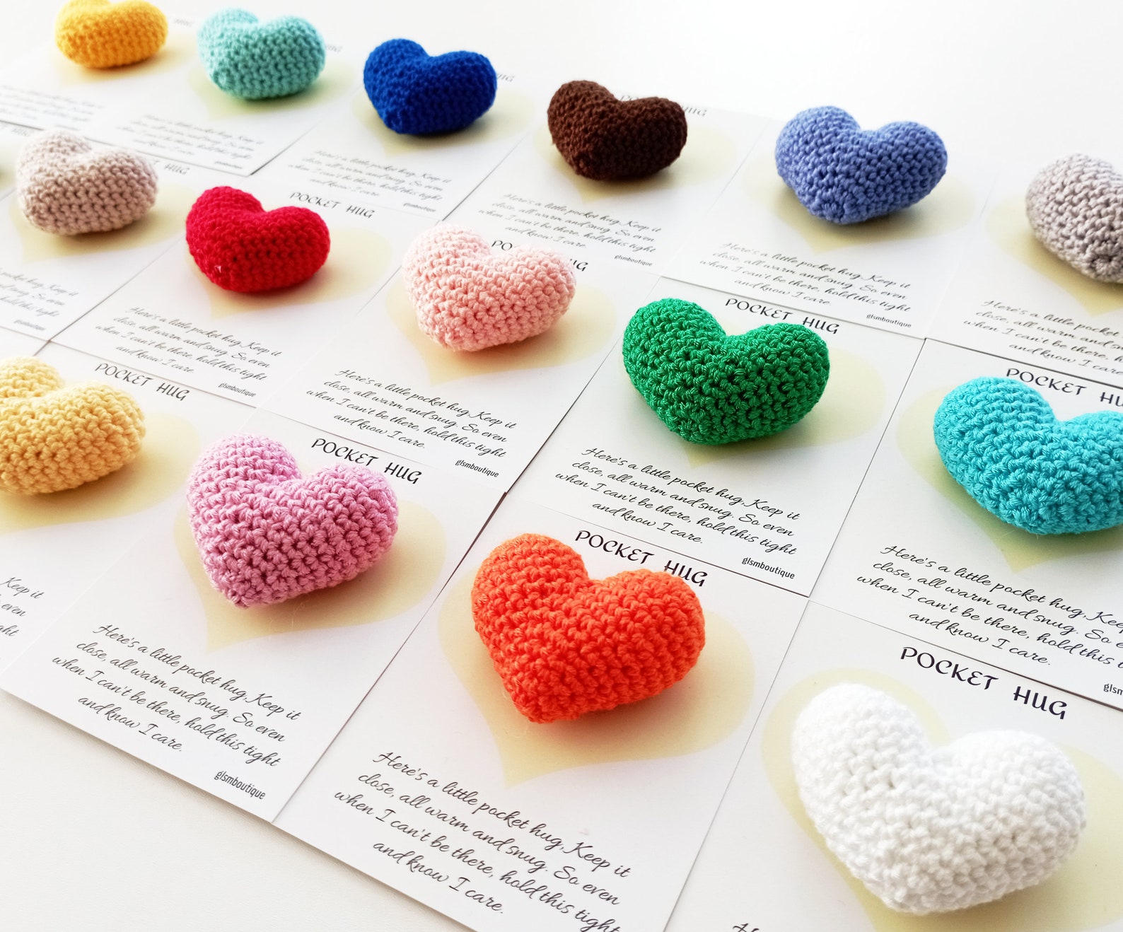 Crochet Pocket Hug: Handmade Heart Token, Thinking of You Gift Mother's ...
