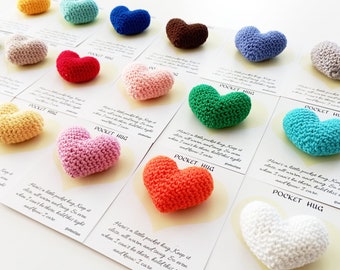 Crochet Pocket Hug Heart, Sending Hug Gift, Valentine Birthday Day.-