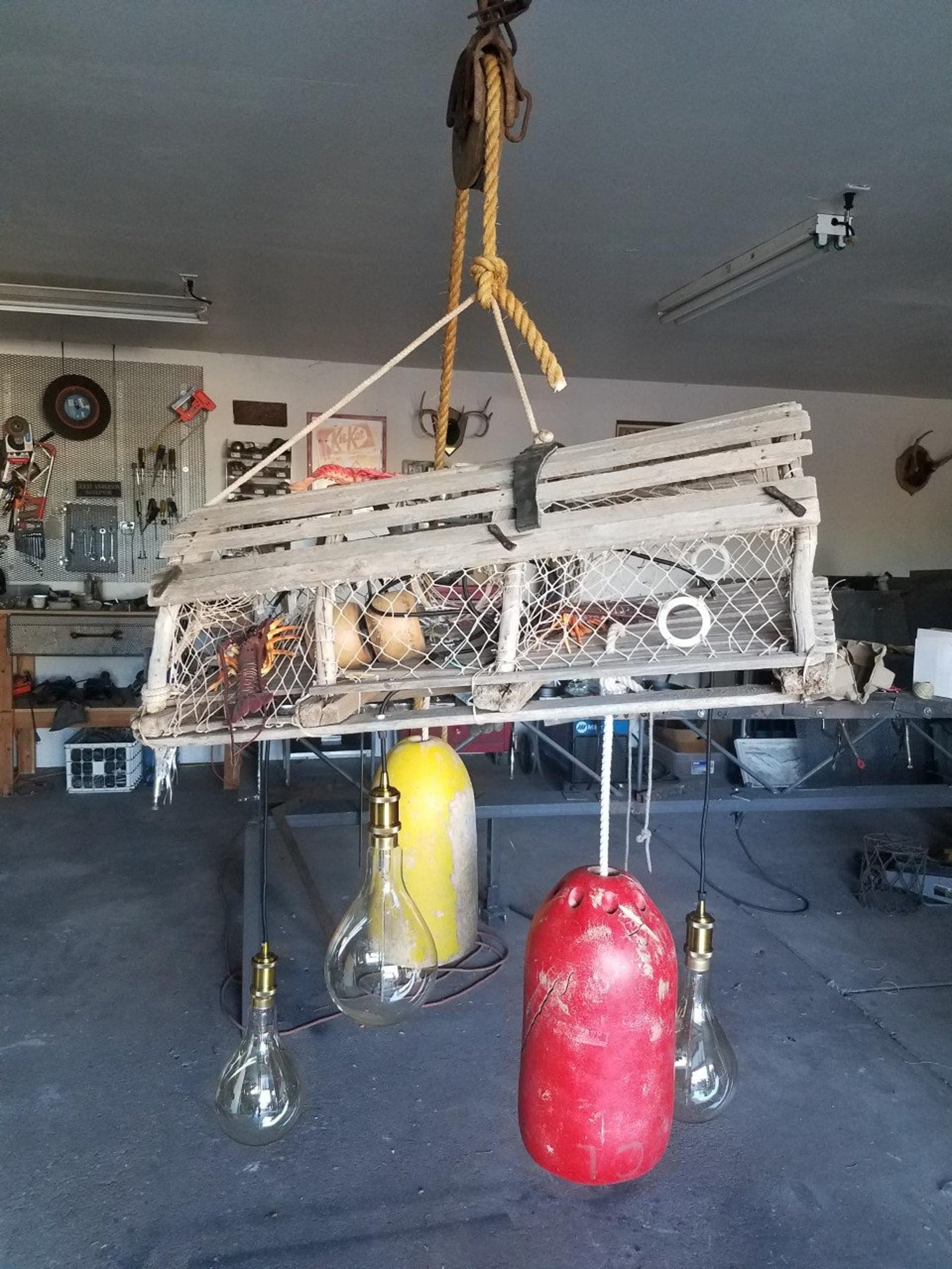 Nautical Themed Lobster Trap Chandelier Lamp Great Room Etsy UK