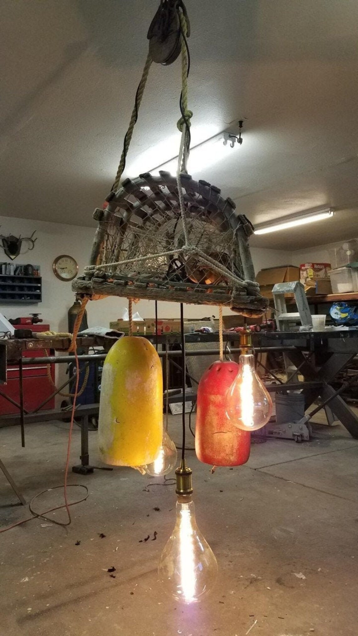 Nautical Themed Lobster Trap Chandelier Lamp Great Room Etsy