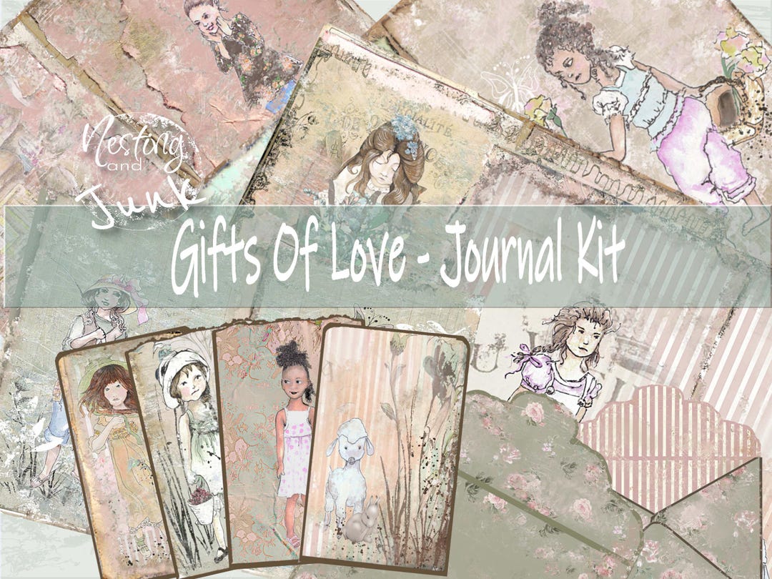 Gifts of Love Spring Journal Kit, Shabby Chic Vintage Digital Paper ...