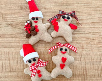 Gingerbread Farmhouse Christmas Decorations, Little Plush Handmade Holiday Decor, Gingerbread Cookies