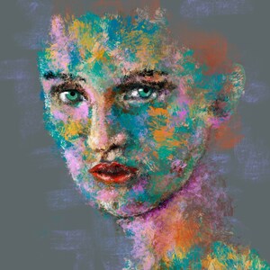 Impressionistic Style Painting of a Woman&#39;s Face, Digital Downloadable Image