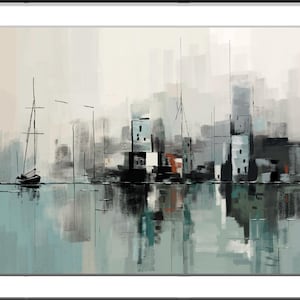 The Waterfront, Impressionistic Painting | Harbor Print | Downloadable Print | Digital Art