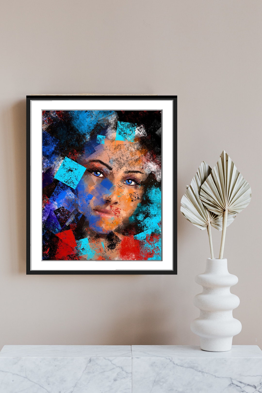 Abstract Painting of a Woman's Face. Wall Art Instant - Etsy
