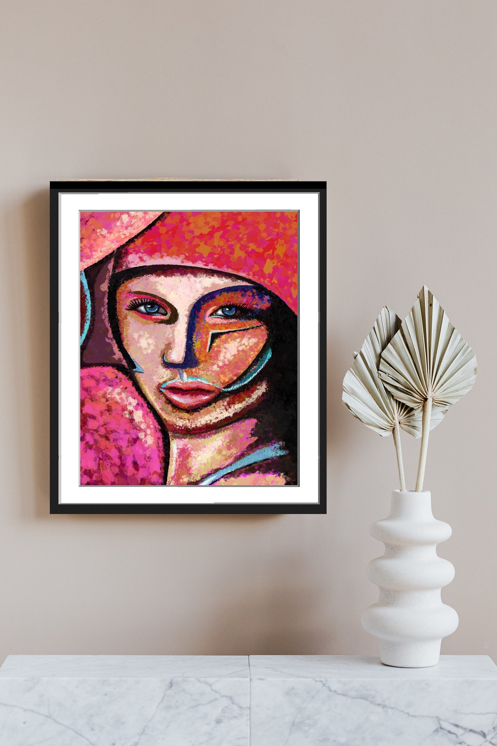 Abstract Cubist Painting of a Woman's Face. Wall Art Etsy