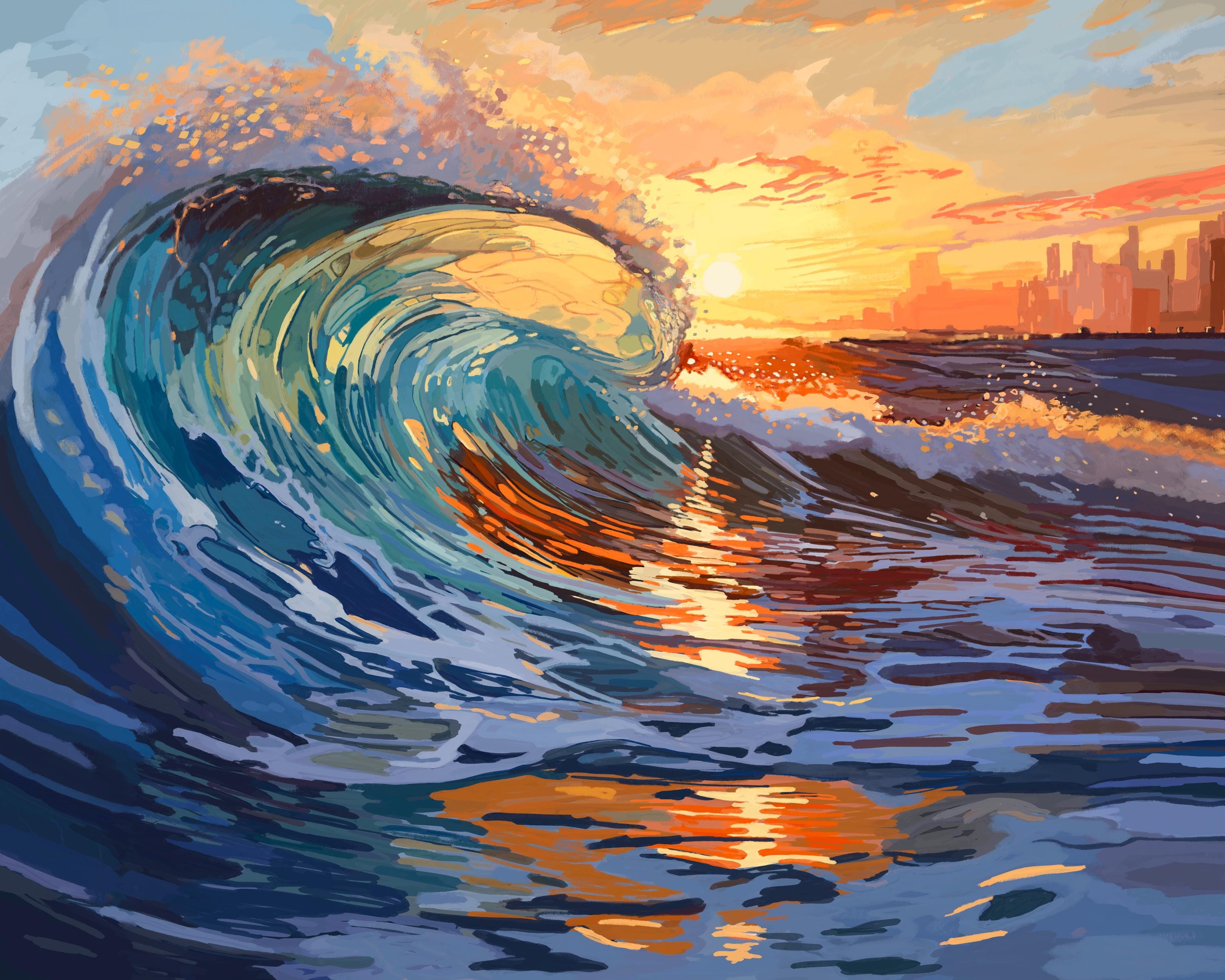 The Curl | Dramatic Wave | Beach Art | Surf Wall Art - Etsy