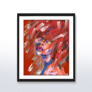 Mysterious Woman&#39;s Face on Red, Instant Digital Download in Multiple Aspect Ratios