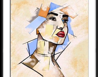 Printable Abstract Portrait Art | Abstract Woman's Face Art | Printable Art | Picasso Style | Cubism Art| Instant Download | Digital Print