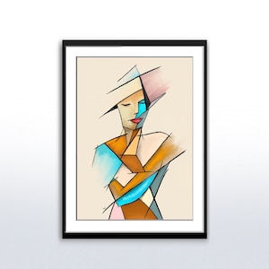 Printable Abstract Portrait Art, Cubist Art  of a Woman&#39;s Body | Wall Art  Picasso Style | Cubism | Instant Download | Digital Print