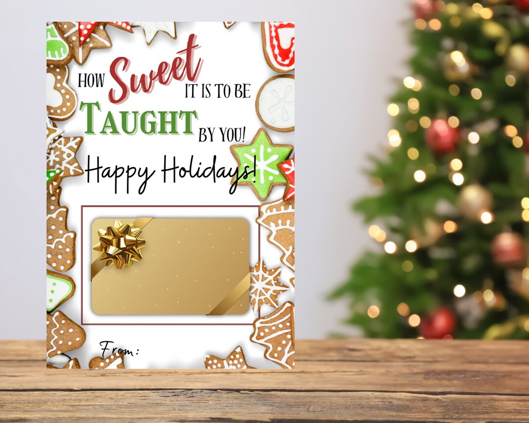 Printable Teacher Gift Card Holder, Teacher Christmas Gift, Teacher