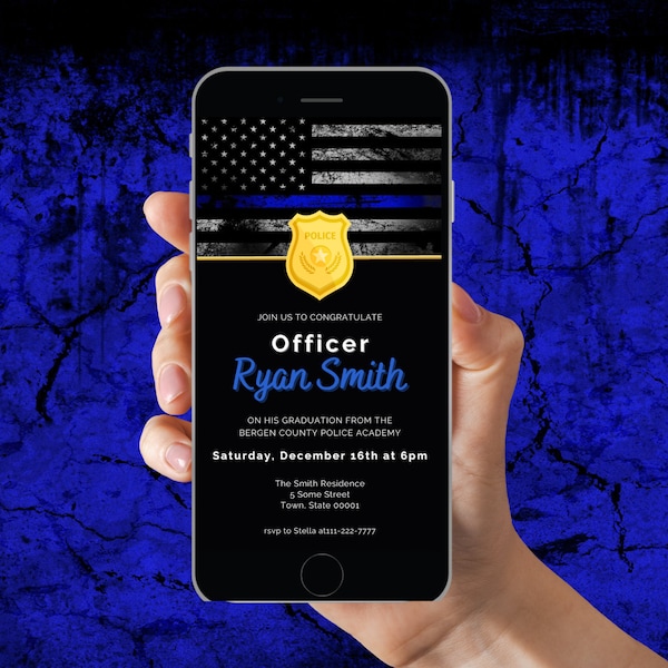 Police academy graduation digital invite, police office graduation digital invite