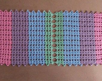 Handmade Crochet Easter table runner,Crochet pastels runner, table topper, Easter centerpiece