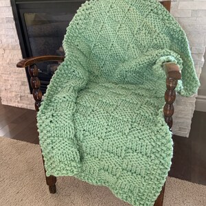 Hand knitted chunky Blanket, Basketweave Chunky Blanket, Children&#39;s Blanket