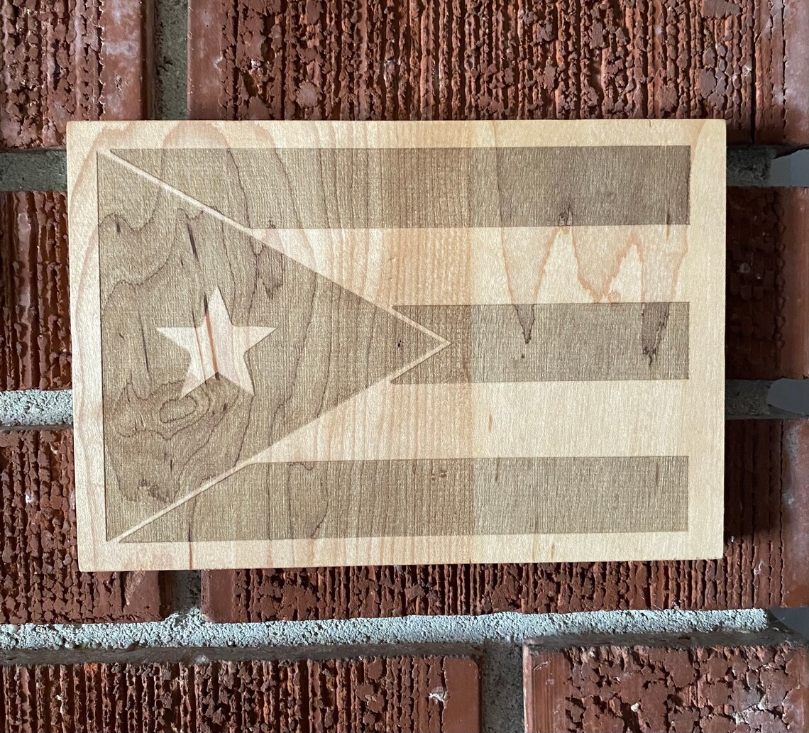 Puerto Rican Flag Laser Engraved Maple Board Etsy