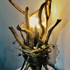 Handmade Driftwood Table Lamp: Rustic Cabin Decor