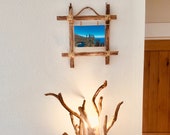 Driftwood Lamp and Frame Set, Table Lamp, Wood Lamp, New Home Gift, Driftwood Wall Art, Unique 5x7 Frame, Mid Century Lamp, Wood Decor