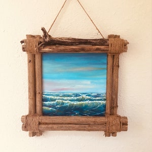 Wall Art,Canvas Wall Art,Original Painting,Seascape Painting,Framed Wall Art,Coastal Art,Rustic Frame,Beach Art
