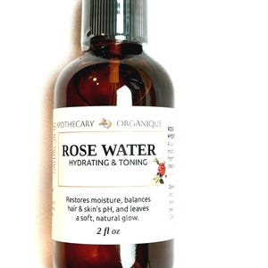 Organic Rose Water Hydrosol | Steam-Distilled Rose Facial Toner & Skin Soothing Srray