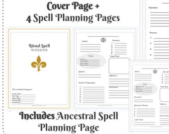 Modern Spell Workbook Page Templates | Printable Grimoire Witchcraft Hoodoo Ancestral Ritual Planner Book Download
