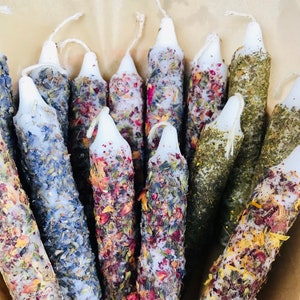 Handmade Herbal Soy Chime Candles | Jumbo 4 inch Spell Intention Taper Candles Aromatherapy Manifest