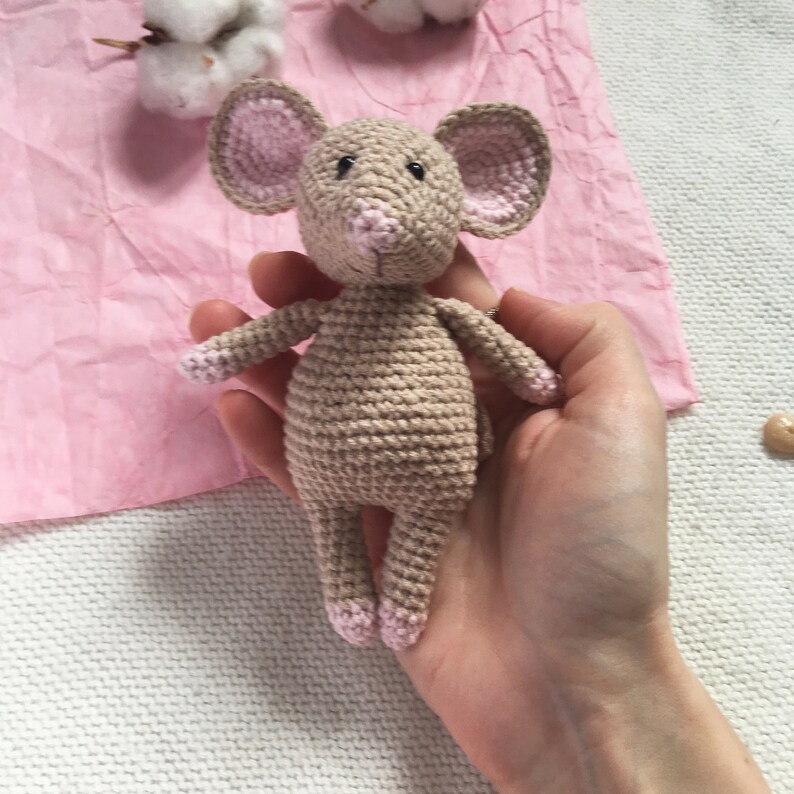 Miniature stuffed mouse toy Beige mouse stuffed animal Etsy