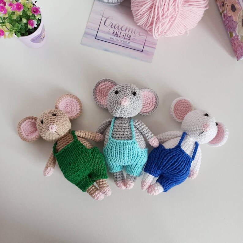 Cute mice toys in clothes Mouse boy in overalls Stuffed Etsy
