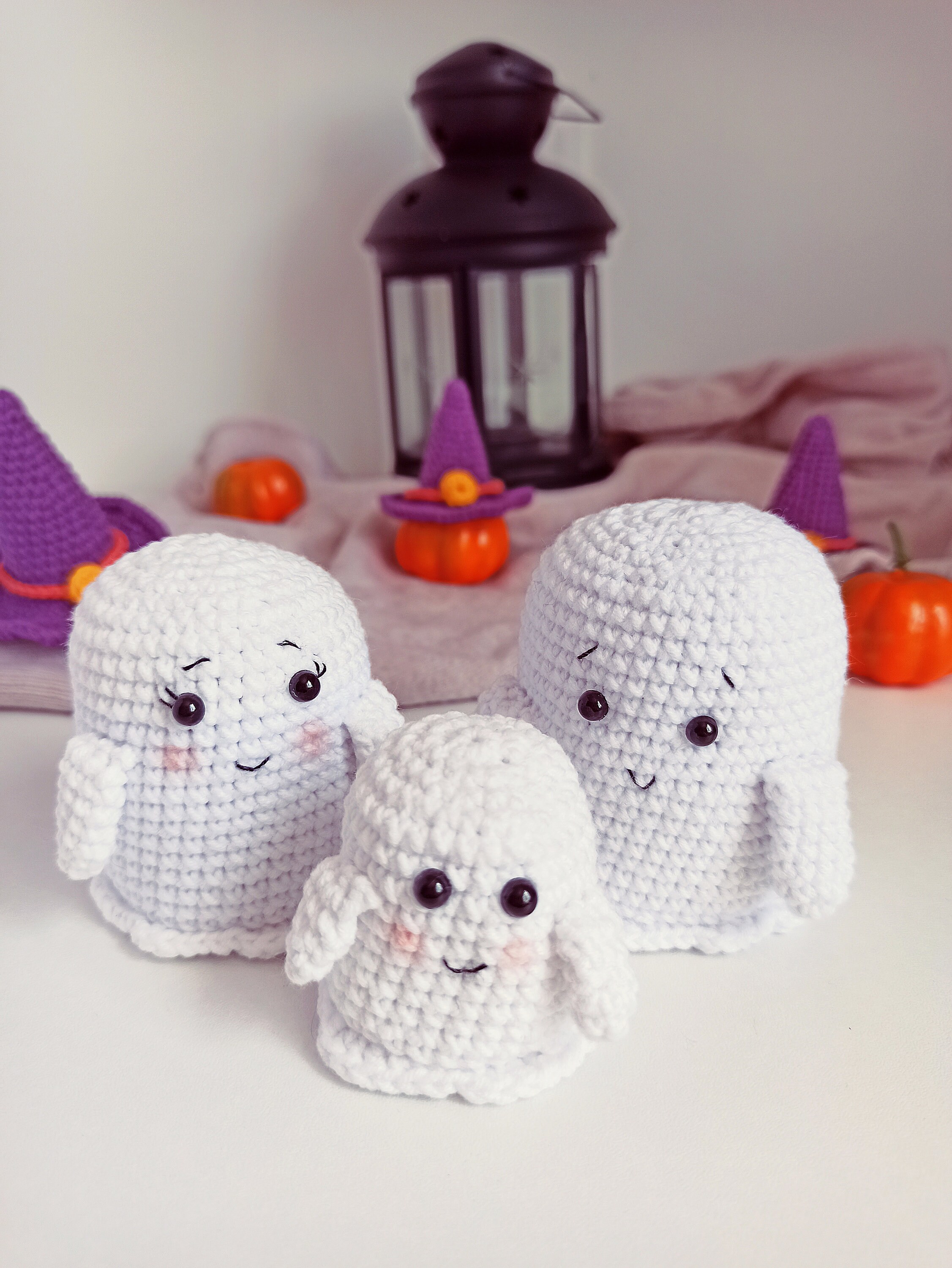 Crochet halloween ghost pattern PDF Family of cute ghosts Etsy