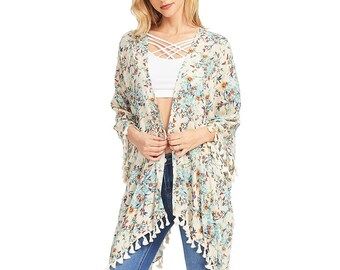 Women's Floral Print Kimono Cardigan, Boho, Cover Up, Bridal, Bridesmaid, Unique, Kimono, Beach Wear Cover Up