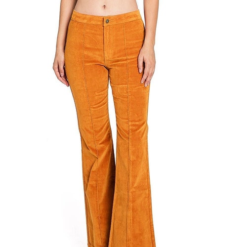 Bell Bottom Corduroy Pants Olive Etsy