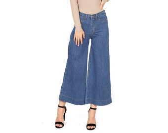 denim gaucho pants