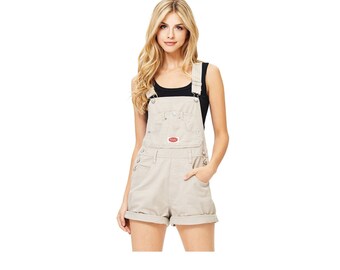 khaki overalls shorts