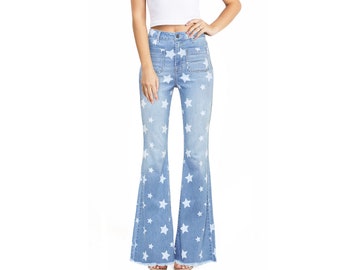 womens star print jeans