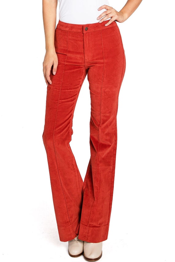 Buy Womens Stretchy Soft Retro High Rise Slim Fit Corduroy Bell Bottom Flare  Pants Online in India 