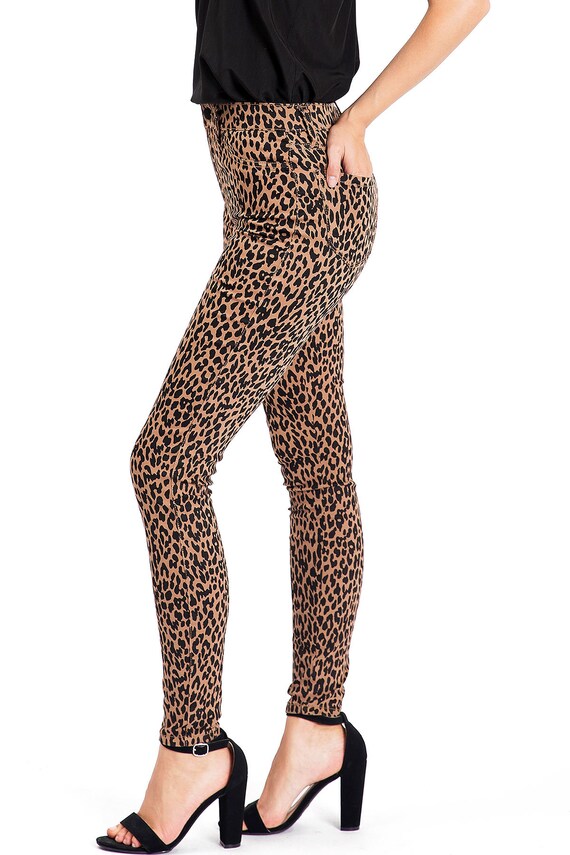 Womens Leopard Animal Print High Rise Skin Tight Skinny Pants - Etsy Israel