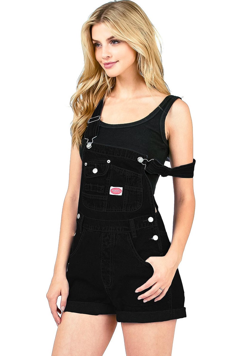 Outdoor Workwear Loose Mom Fit PLUS SIZE Revolt 90s Vintage Black Multi-Pocket Shortalls Multi-Pocket Romper