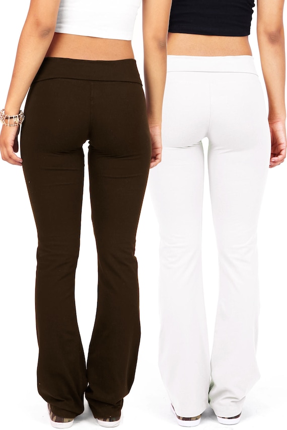 WHITE APPAREL Women's Cotton Yoga Pants With Foldover Waist And Flared  Bottom : : Tools & Home Improvement