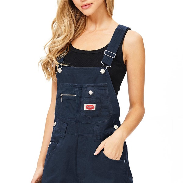 Vintage Revolt 90s Overalls Dungaree Shortalls, Durable Multi-Pocket Bib Romper, Outdoor Workwear Short Overalls