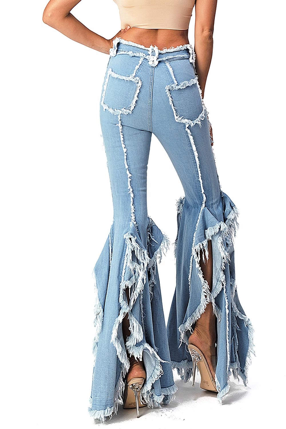 Unique Ruffle Ripped Denim High Jeans Carnival - Etsy Finland