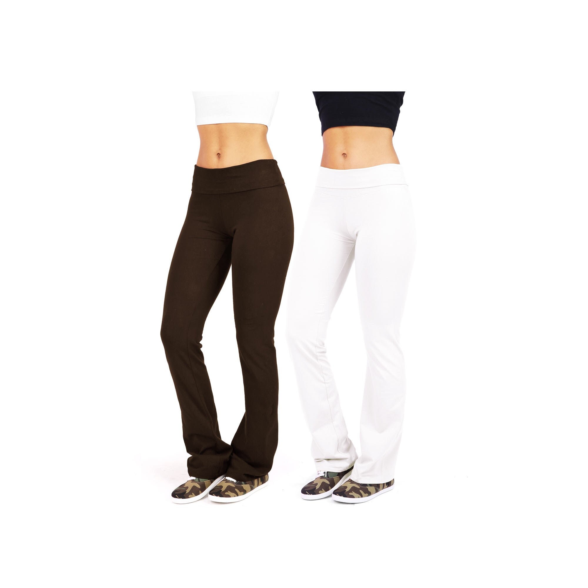 Viosi Yoga Pants for Women Bootcut Fold Over High Waisted Cotton