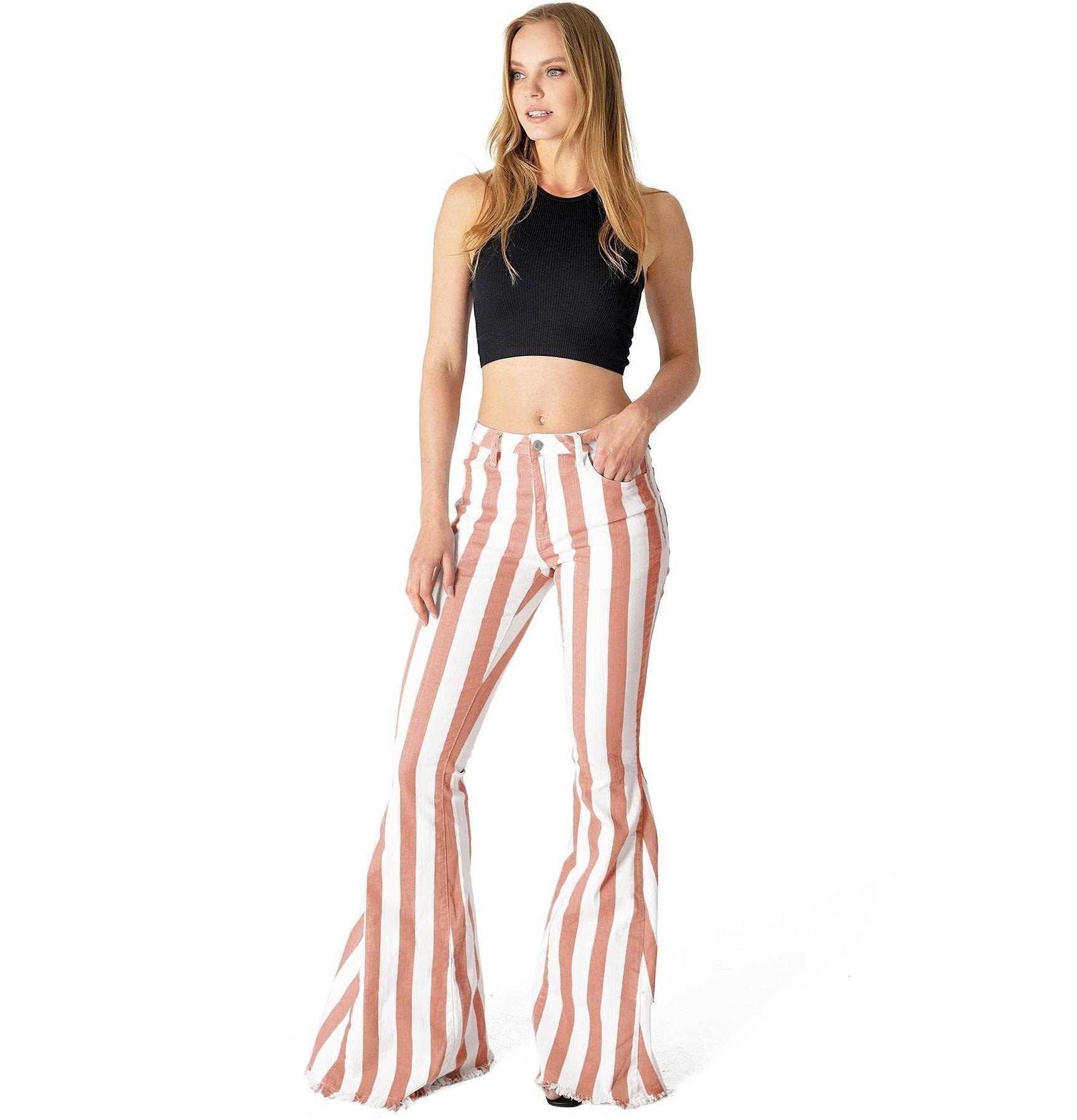 Daisy Street Peg Pants In Rainbow Stripe