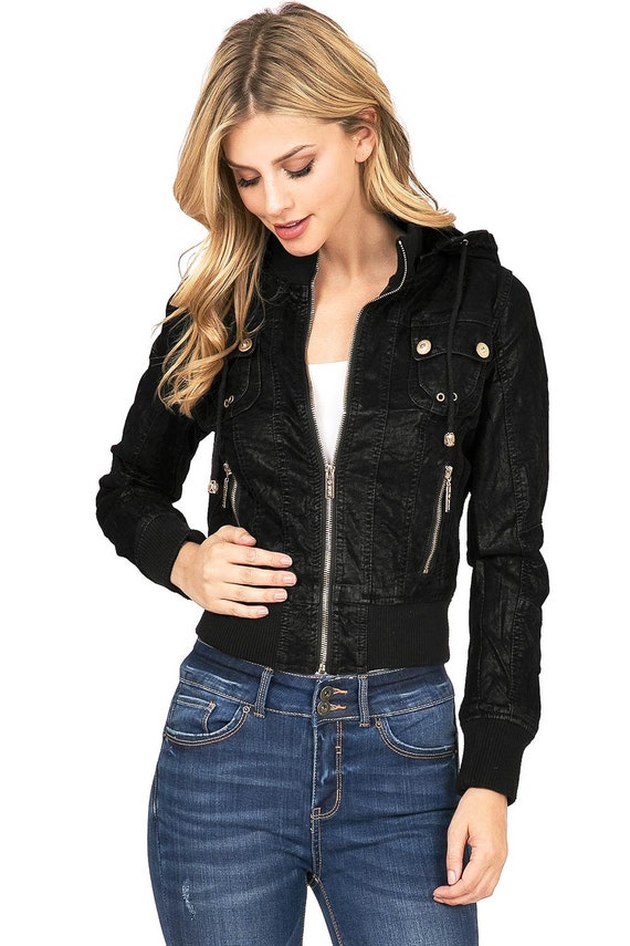 pebbled faux leather jacket