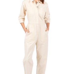 Womens Denim Coverall Aviator, One Piece Utility Jean Relax Fit Jumpsuit