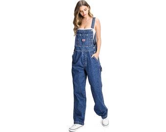 PLUS SIZE Revolt 90s Classic Denim Vintage Overalls with, Multi-Pocket Jean Romper, Utility Workwear Jumpsuits