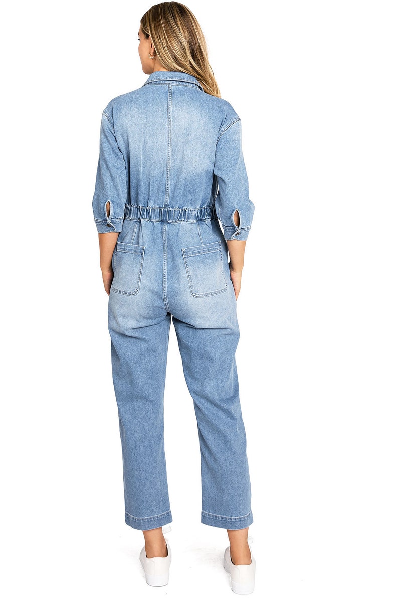 Womens Denim Coverall Aviator One Piece Utility Jean Relax - Etsy