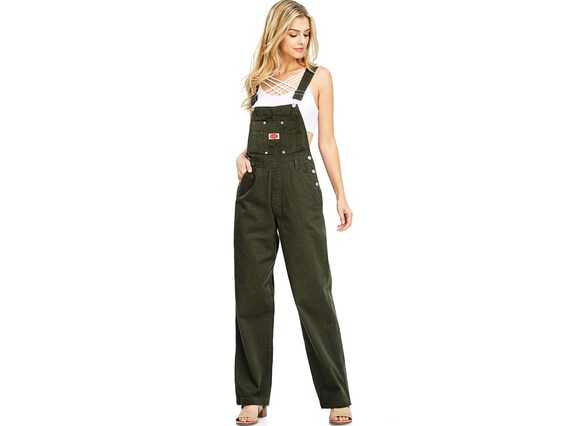 Revolt 90s Vintage Utility Olive Overalls Dungaree