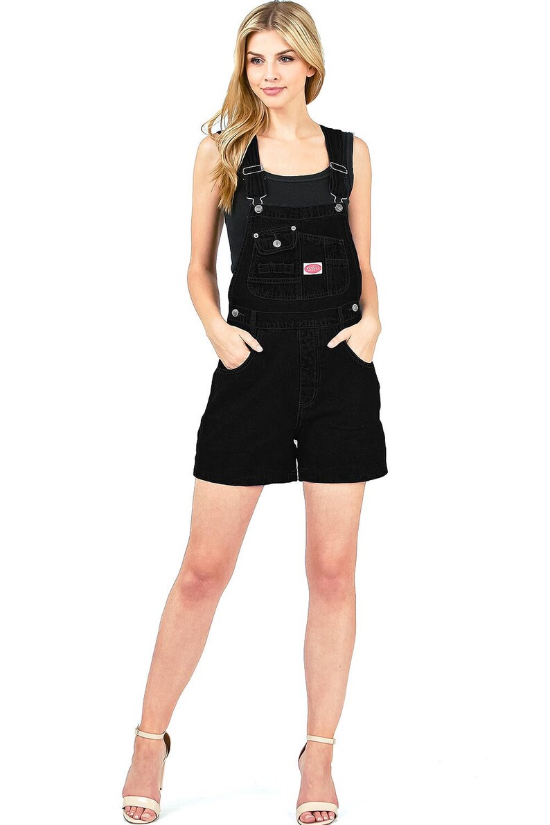 Outdoor Workwear Loose Mom Fit PLUS SIZE Revolt 90s Vintage Black Multi-Pocket Shortalls Multi-Pocket Romper