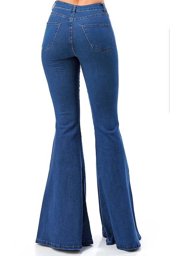 Vintage Plus Size Ladies Denim Jean Women Juniors 70s Trendy Slim Fit High  Waist Flared Bell Bottom Denim Jeans Pants Ladies Floral Embroidery Wide  Leg Denim Pants 