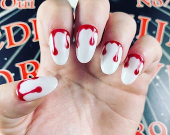 Spooky Halloween Goth Bloody Press On Nails