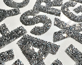 Silver Rhinestone Iron On Letter Patch: DIY Denim Jacket Applique